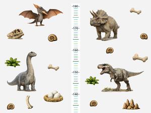 Nalepte.cz Metrové realistické dinosaury textilní prelepiteľné nálepky na stenu výška 160 cm