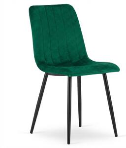 Tmavozelená zamatová stolička LAVA BOTTLE GREEN s čiernymi nohami