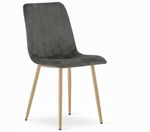 Tmavosivá zamatová stolička LAVA GRAPHITE GRAY