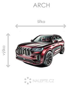 Nalepte.cz Červené auto SUV textilní prelepiteľná nálepka na stenu arch 46 x 31 cm