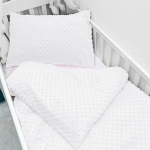 Biante Detské posteľné obliečky do postieľky Minky 3D bodky MKP-033 Snehovo biele Do postieľky 100x135 a 40x60 cm