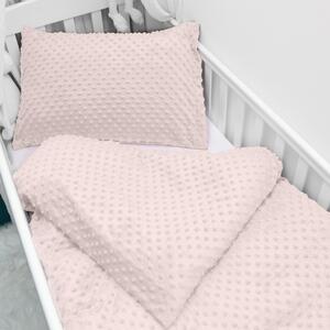 Biante Detské posteľné obliečky do postieľky Minky 3D bodky MKP-010 Púdrovo béžové Do postieľky 90x120 a 40x60 cm
