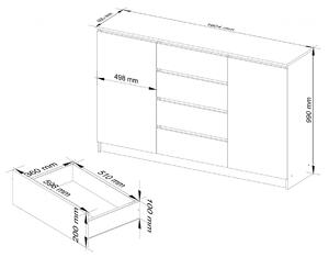 Ak furniture Komoda TOVE K 160,4 cm biela/grafit