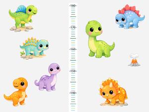 Nalepte.cz Meter dino dinosaury textilní prelepiteľné nálepky na stenu výška 160 cm