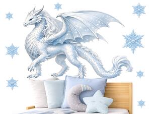 Nalepte.cz Ľadový drak Frozen textilní prelepiteľná nálepka na stenu arch 47 x 32 cm