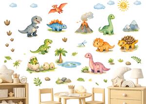 Nalepte.cz Kreslenie dinosaury textilní prelepiteľné nálepky na stenu arch 32 x 46 cm