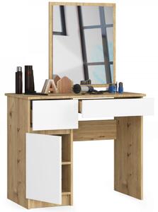 Ak furniture Kozmetický stolík so zrkadlom P-2/SL dub artisan/biely ľavý