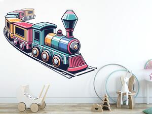 Nalepte.cz Detský vláčik textilní prelepiteľná nálepka na stenu arch 47 x 35 cm
