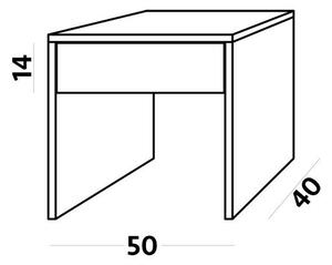 Materasso Nočný stolík STONE / WHITE, White / biela, Cenová kategória "B", 50 cm