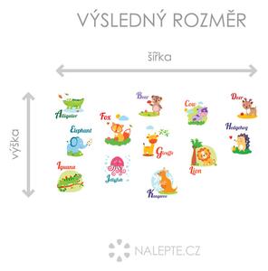 Nalepte.cz Zvieratká anglické názvy textilní prelepiteľné nálepky na stenu arch 45 x 35 cm