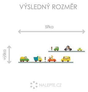 Nalepte.cz Autíčka so zvieratkami textilní prelepiteľné nálepky na stenu arch 36 x 45 cm