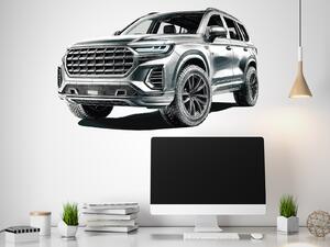Nalepte.cz Auto strieborné SUV textilní prelepiteľná nálepka na stenu arch 47 x 29 cm