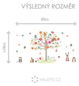 Nalepte.cz Detský strom so zvieratkami textilní prelepiteľné nálepky na stenu arch 72 x 75 cm