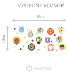 Nalepte.cz Bodky so zvieratkami textilní prelepiteľné nálepky na stenu arch 45 x 36 cm