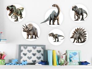 Nalepte.cz Dinosaury sada textilní prelepiteľné nálepky na stenu arch 45 x 32 cm