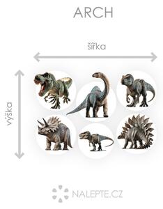 Nalepte.cz Dinosaury sada textilní prelepiteľné nálepky na stenu arch 45 x 32 cm