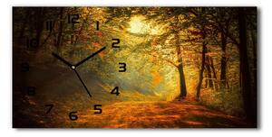 Vodorovné Sklenené hodiny na stenu tiché Les jeseň