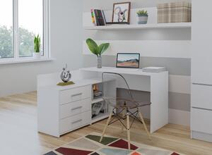 TP Living Rohový písací stôl + komoda DANY ľavý biely