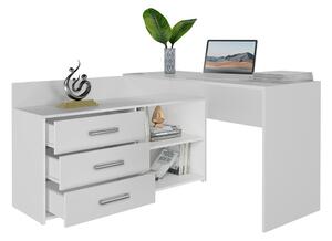 TP Living Rohový písací stôl + komoda DANY ľavý biely