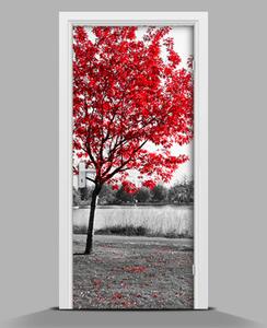 Nálepka fototapeta na dvere Červený strom