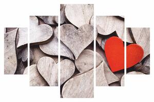 Hanah Home Viacdielny obraz Wooden heart 92 x 56 cm
