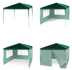Záhradný párty stan - zelený 3 x 3 m + 2 bočné steny
