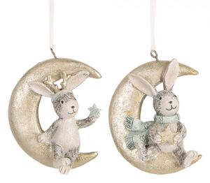 2ks závesná vianočná dekorácia zajačik na nechtíka - 7*3*8 cm - Clayre & Eef