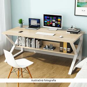 KONDELA Písací stôl s policou, dub prírodný/biela, TARCAL 80