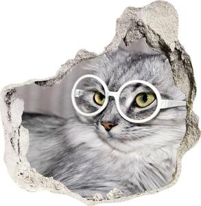 Diera 3D foto tapeta nálepka Mačka s okuliarmi