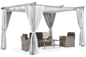 La Palma 4x4m biela terasová pergola so závesmi Garden Point