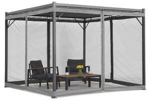 Antracitová terasová pergola Malaga 3x4 m s moskytiérou Garden Point