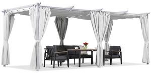 Biela terasová pergola La Palma 3x6 m so závesmi Garden Point