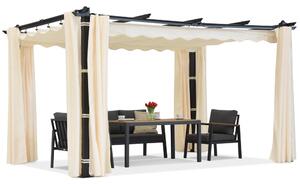 Barbados 3x3 m terasová pergola so závesmi Garden Point antracitovo béžová