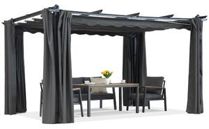 Barbados 3x3 m terasová pergola s antracitovými závesmi Garden Point