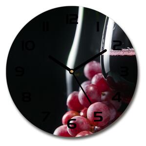Sklenené nástenné hodiny okrúhle Hrozno a víno