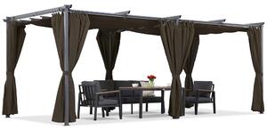 Hnedá terasová pergola La Palma 3x6 m so závesmi Garden Point