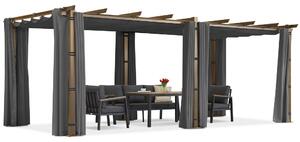 Barbadoská terasová pergola 3x6 m s drevenými antracitovými závesmi Garden Point