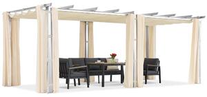Barbados 3x6 m terasová pergola so závesmi Garden Point biela a béžová