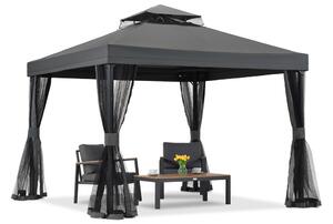 Antracitový záhradný pavilón s moskytiérou Valencia 4x4 m Garden Point