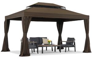 Hnedý záhradný pavilón so závesmi Valencia 4x4m Garden Point