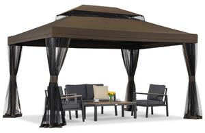 Hnedý záhradný pavilón s moskytiérou Valencia 4x4m Garden Point