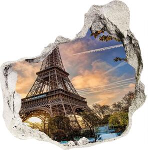 Nálepka 3D diera na stenu betón Eiffelova veža v paríži