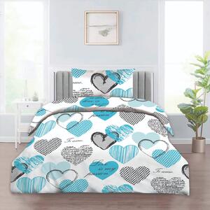 HOUSEWIFE HEARTS BLUE bavlnené obliečky DeLuxe Obsah balenia: Štandardný rozmer 1x 140x200 + 1x 70x90