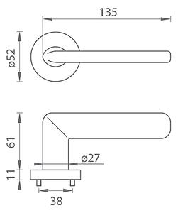 Dverové kovanie MP Eliptica - R 3098 (BS - Čierna matná), kľučka-kľučka, Otvor na cylindrickú vložku PZ, MP BS (čierna mat)