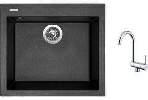 Set Sinks CUBE 560 Metalblack + batéria Sinks MIX WINDOW W chróm
