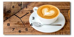 Vodorovné Sklenené hodiny na stenu Šálka kávy