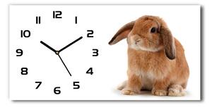 Vodorovné Moderné sklenené hodiny na stenu Červený králik
