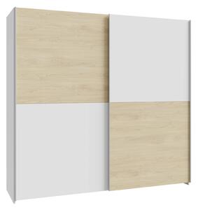 Šatníková skriňa s posuvnými dverami KEBAN 200 cm, biela/dub Puccini