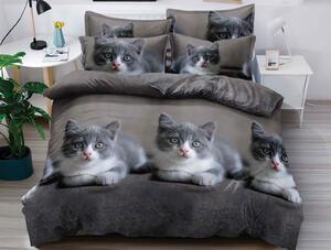 3D obliečky z mikrovlákna KITTEN CUDDLE sivé Rozmer obliečky: 70 x 80 cm | 140 x 200 cm