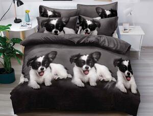 3D obliečky z mikrovlákna PUPPY PLAY tmavo sivé Rozmer obliečky: 70 x 80 cm | 140 x 200 cm